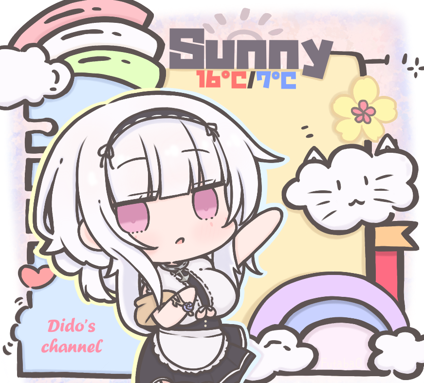 1girl, :3, anchor_symbol, apron, azur_lane, black_skirt, breasts, center_frills