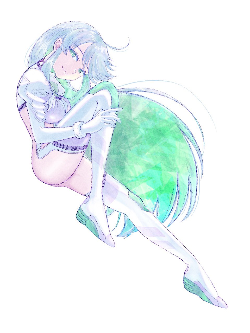 1girl, boots, breasts, colored_inner_hair, crystal_hair, fate/grand_order, fate_(series), full_body