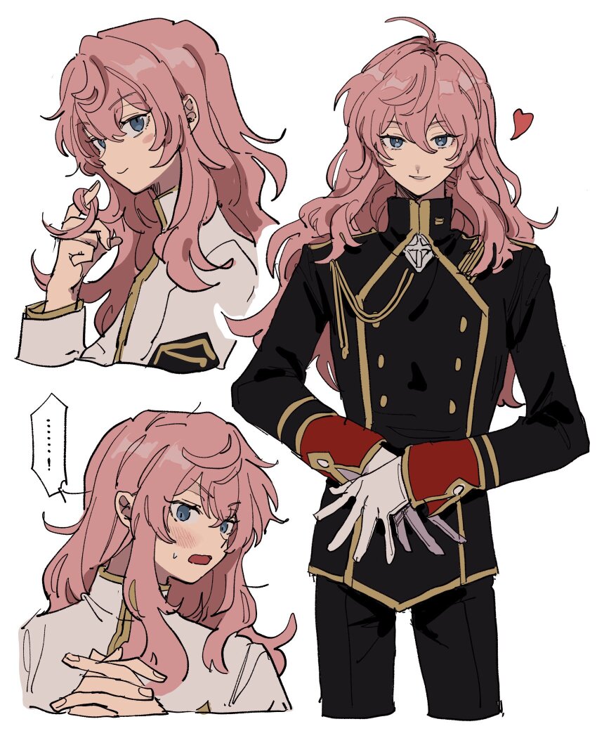 ..., 1boy, ahoge, androgynous, aoi_(yooo009), binan_koukou_chikyuu_bouei-bu_love!, black_pants, blue_eyes