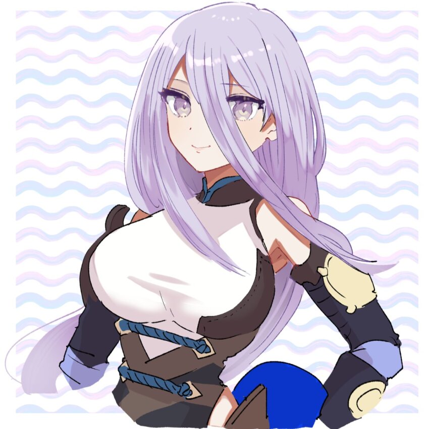 1girl, bare_shoulders, breasts, detached_sleeves, duel_monster, fleurdelis_(yu-gi-oh!), hair_between_eyes, highres