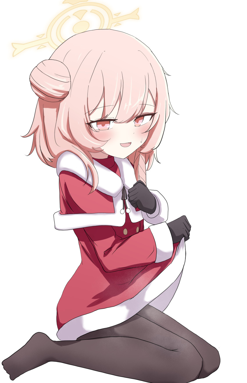 1girl, absurdres, black_gloves, black_pantyhose, blue_archive, blush, capelet, darauk11