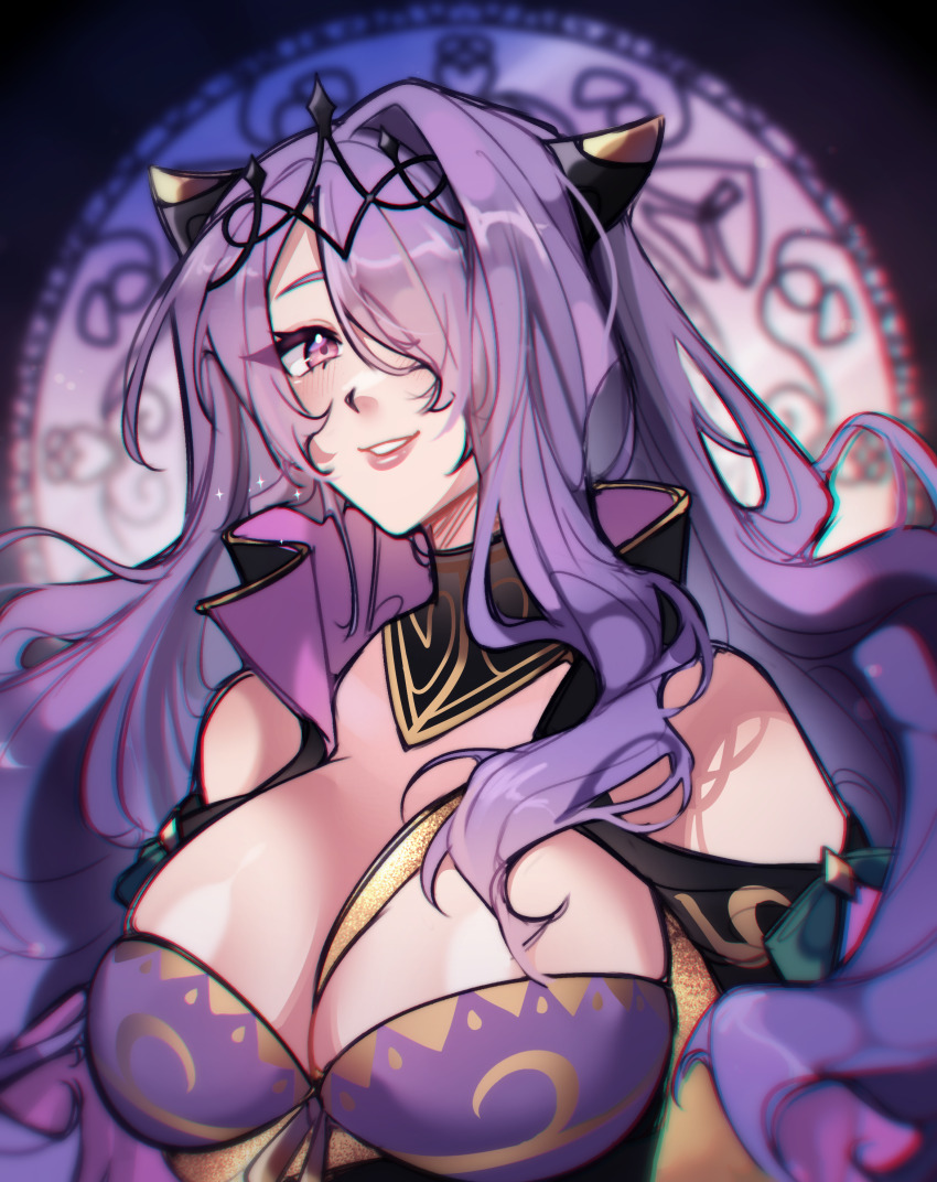 1girl, absurdres, breast_strap, breasts, camilla_(alluring_darkness)_(fire_emblem), camilla_(fire_emblem), cleavage, fake_horns