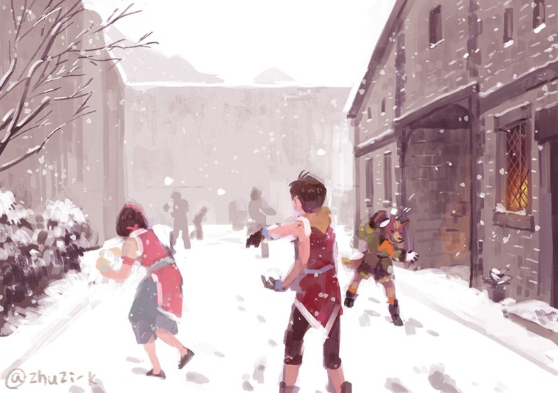 1girl, 2boys, brown_hair, gengen_(suikoden), gensou_suikoden, gensou_suikoden_ii, gloves, hairband