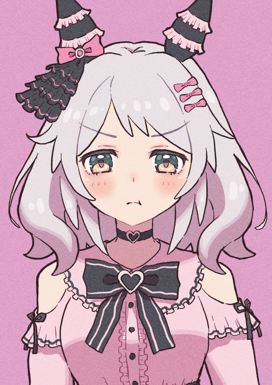 1girl, alternate_costume, animal_ears, blush, breasts, brown_eyes, collar, grey_hair