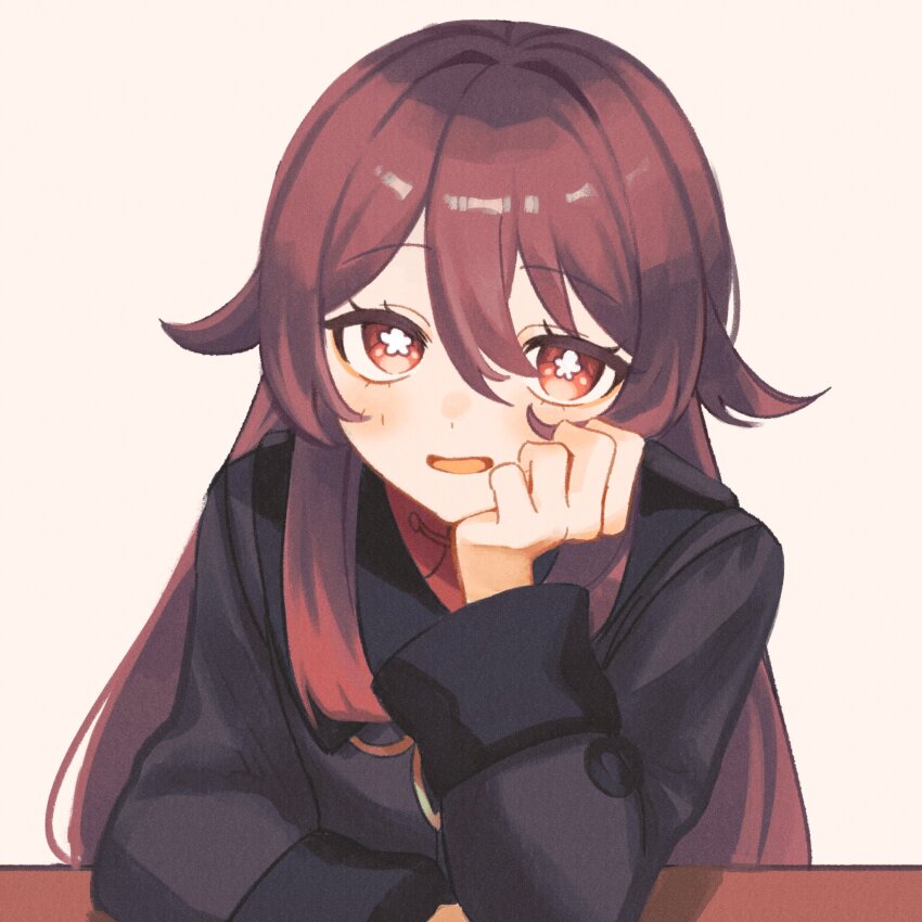 1girl, 39_iduki, black_shirt, brown_hair, commentary_request, genshin_impact, hand_up, highres