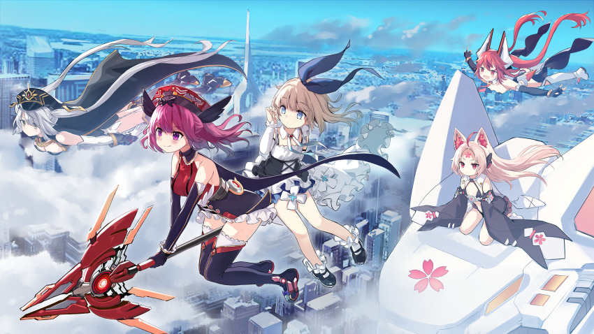 5girls, absurdres, ahoge, alice_(artery_gear), animal_ear_fluff, animal_ears, artery_gear, artery_gear:_fusion