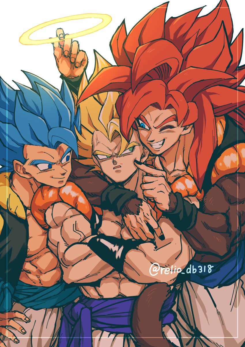 absurdres, anger_vein, biceps, blue_eyes, blue_sash, body_fur, dragon_ball, dragon_ball_gt