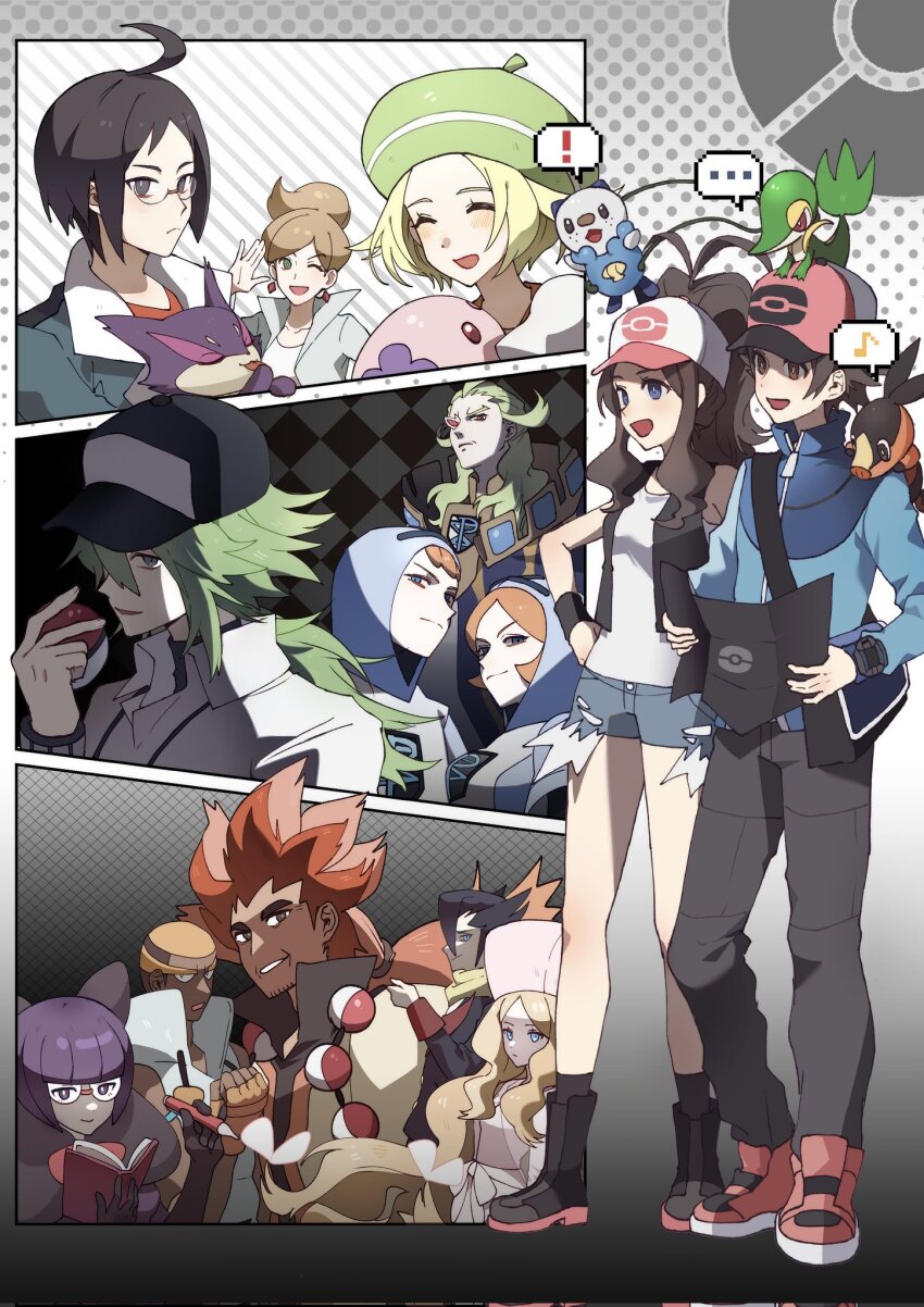 !, ..., 6+boys, 6+girls, :d, ahoge, alder_(pokemon), professor_juniper