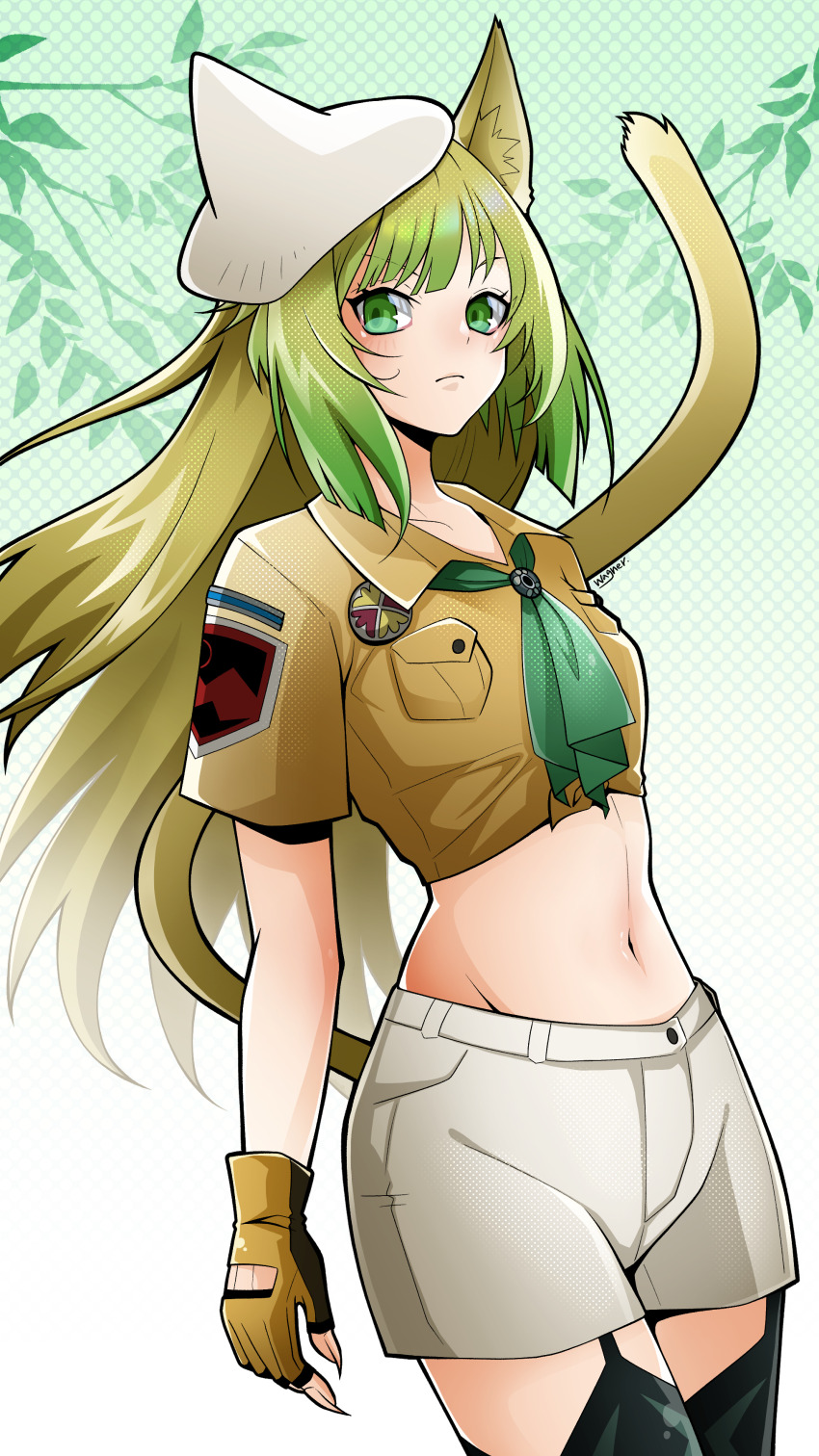 1girl, absurdres, adapted_costume, animal_ears, artist_name, atalanta_(fate), badge, barghest_(fate)