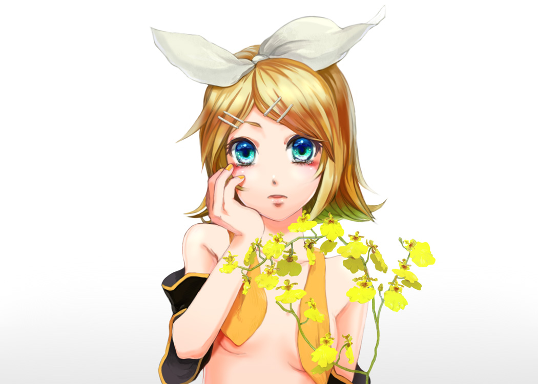 1girl, aqua_eyes, bad_id, bad_pixiv_id, bare_shoulders, blonde_hair, detached_sleeves, female_focus