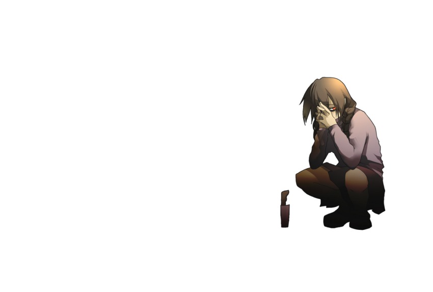 1girl, braid, brown_hair, dakkarubi, female_focus, highres, knife, madotsuki