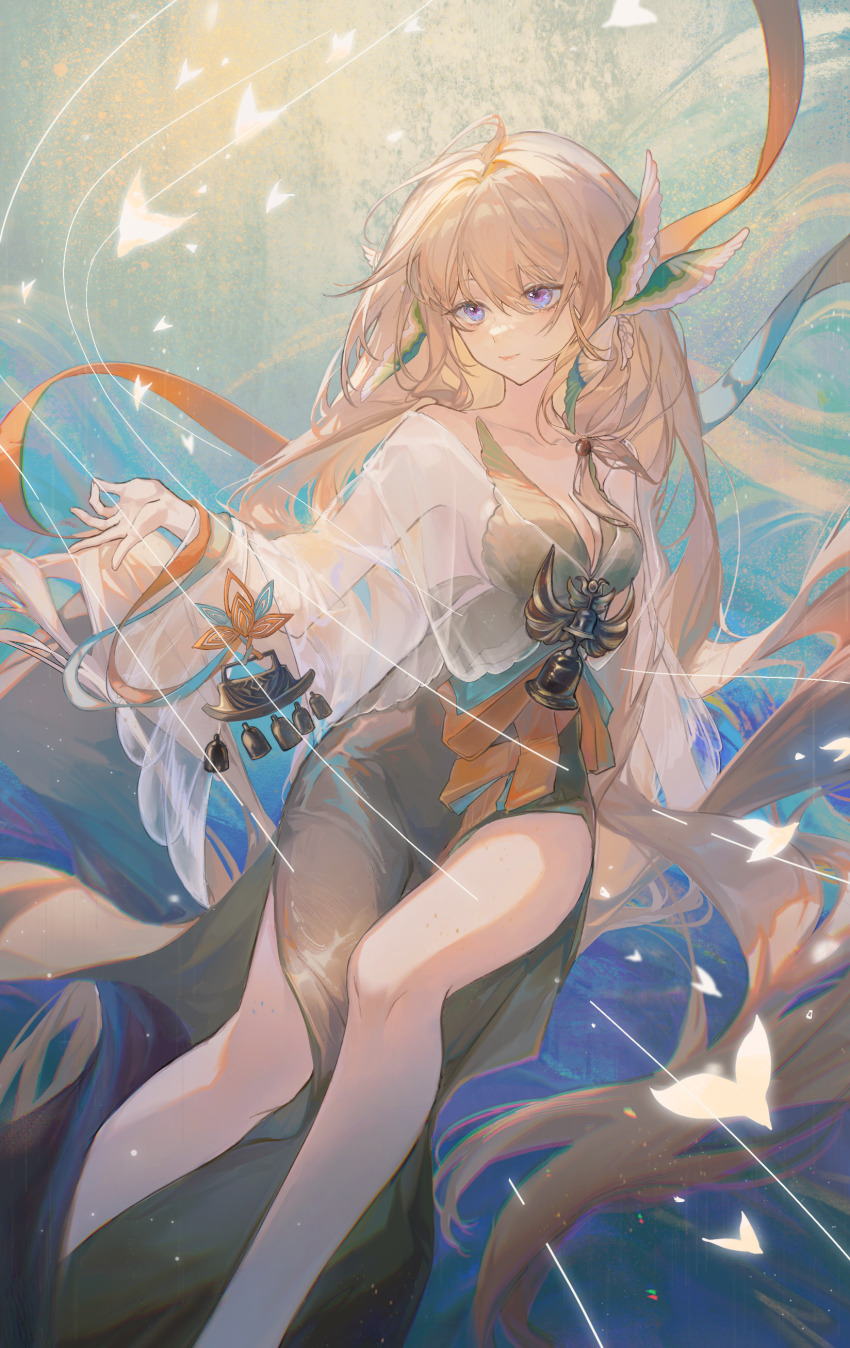 1girl, absurdly_long_hair, absurdres, arm_behind_back, backless_dress, backless_outfit, bare_legs, bare_shoulders