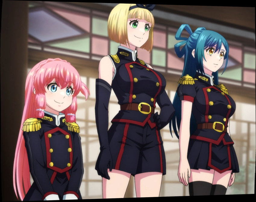 3girls, anime_screenshot, azuma_himari_(mato_seihei_no_slave), blonde_hair, breasts, green_eyes, highres, large_breasts