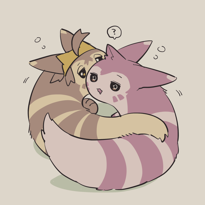 2boys, ?, ahoge, alternate_color, animal, animal_ears, animal_focus, animalization