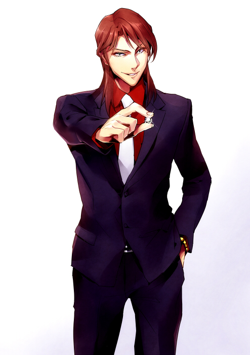 1boy, belt, black_eyes, black_jacket, collared_shirt, eyelashes, formal_clothes, grin