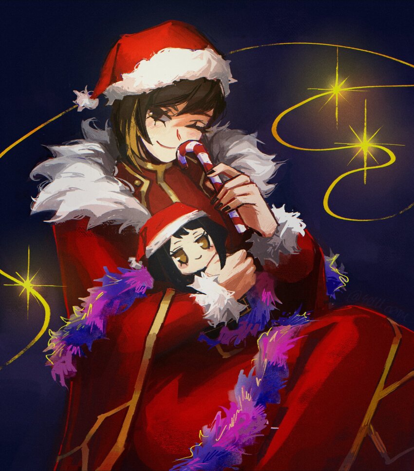 1girl, absurdres, binah_(project_moon), candy, candy_cane, cape, character_doll, closed_mouth