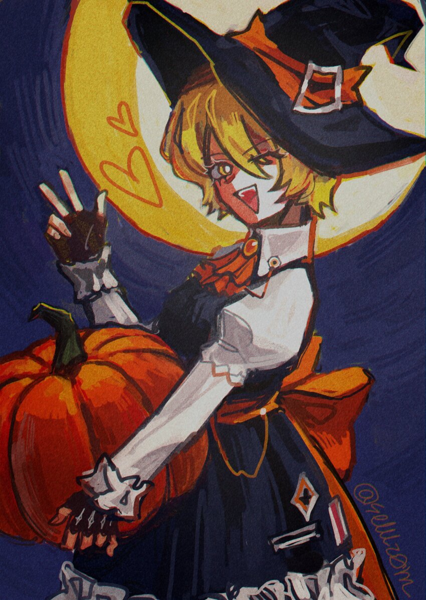 1girl, absurdres, ascot, back_bow, black_dress, black_hat, blonde_hair, bow