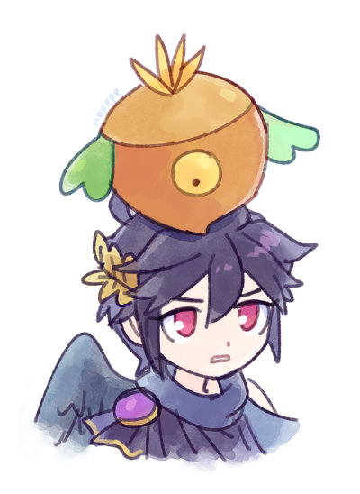 1boy, ahoge, angel, angel_wings, black_scarf, commentary_request, dark_pit, kid_icarus