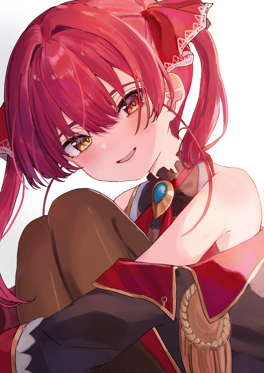 1girl, absurdres, bare_shoulders, charlotte11037, highres, hololive, houshou_marine, looking_at_viewer