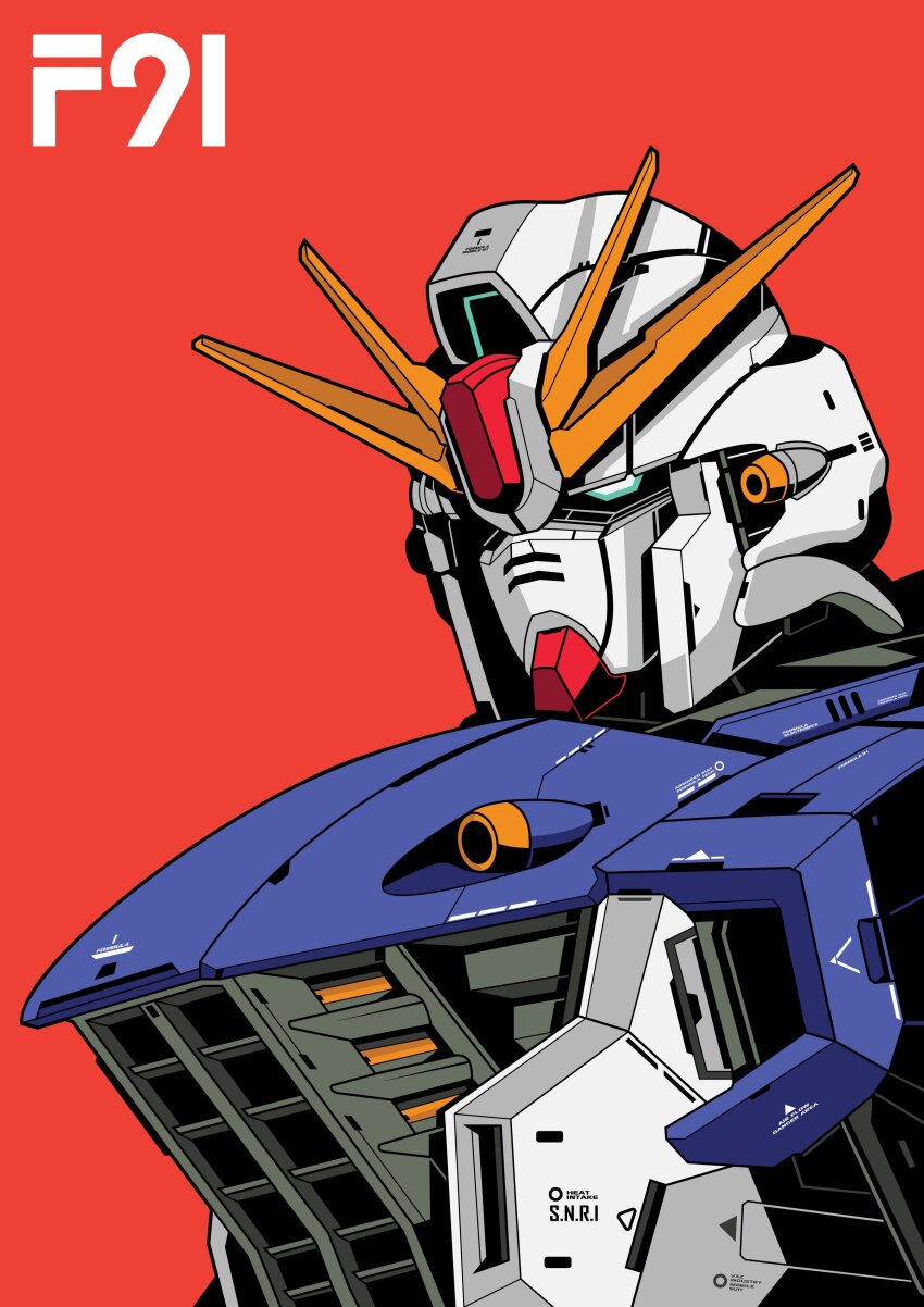 absurdres, commentary, english_commentary, f91_gundam, green_eyes, gundam, gundam_f91, highres