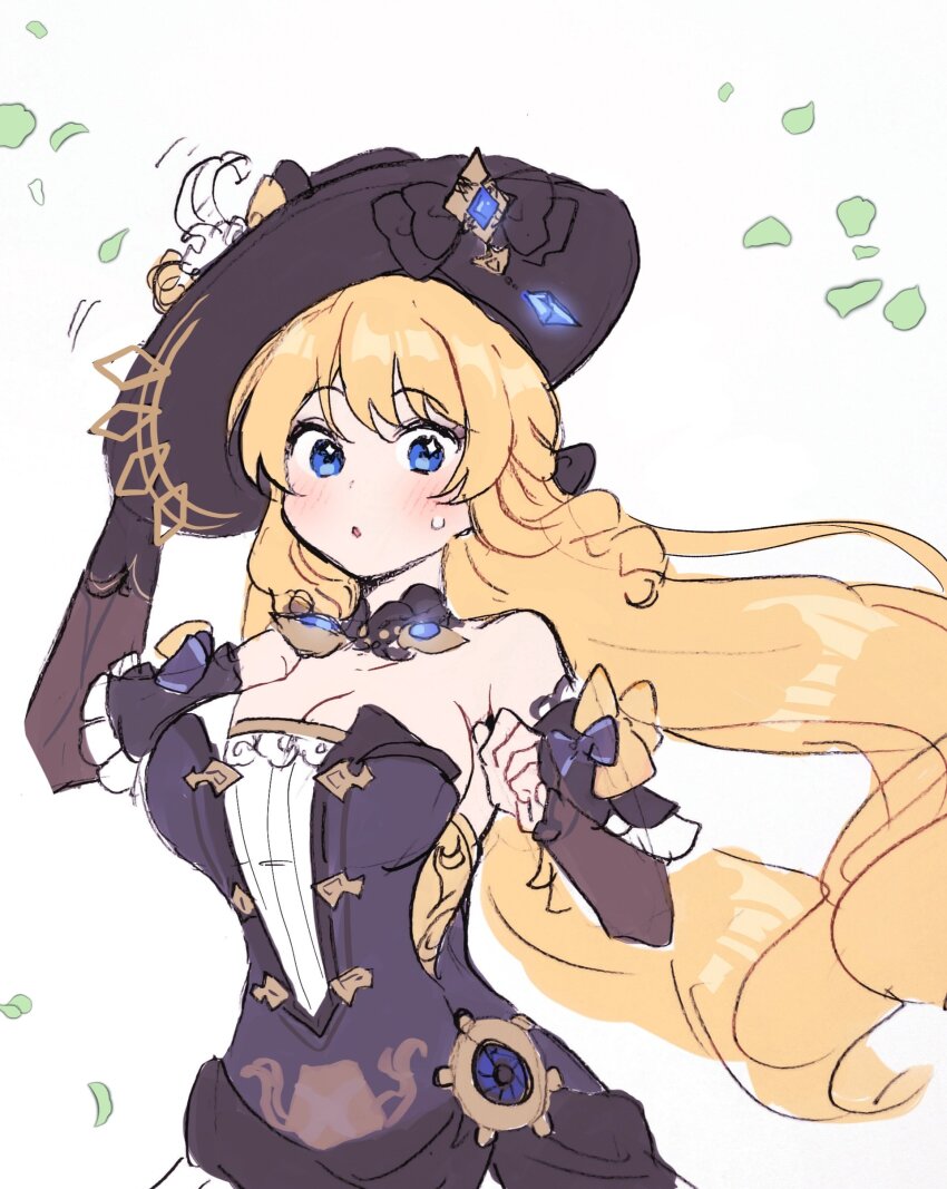 1girl, 5rwpvc, :o, absurdres, arm_up, bare_shoulders, durandal_(honkai_impact), black_bow