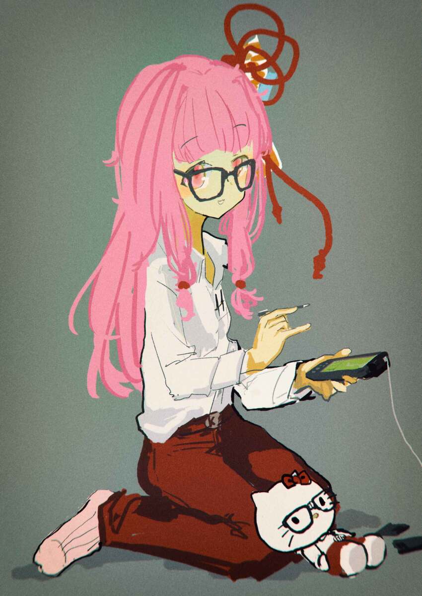1girl, :3, absurdres, alternate_costume, bespectacled, breast_pocket, collared_shirt, commentary_request