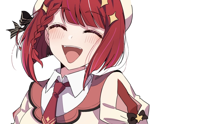 1girl, ^_^, absurdres, arima_kana, beret, black_bow, blush, bow