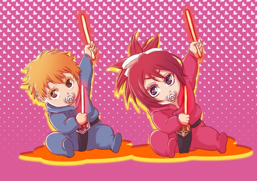 1boy, 1girl, abarai_ichika, bleach, bleach:_epilogue, colored_eyelashes, commentary, dancing