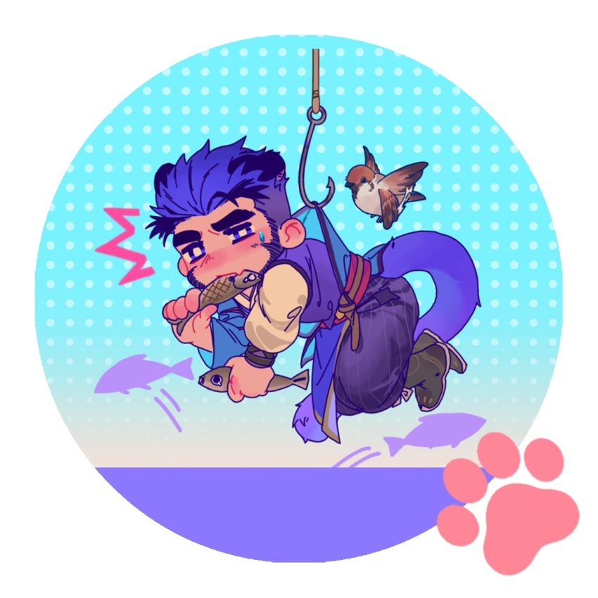 1boy, bad_id, bad_weibo_id, bara, beard, bird, bird_request, blush