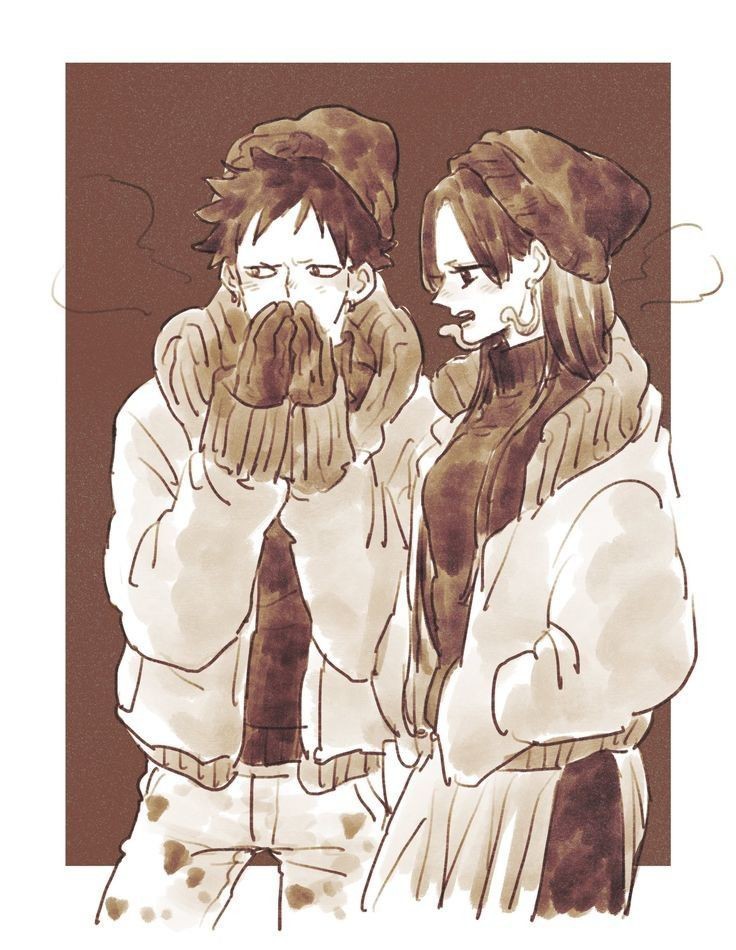 1boy, 1girl, blush, boa_hancock, border, breasts, breath, covering_own_mouth