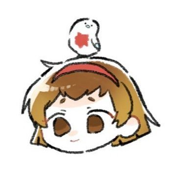 1girl, aask, animal, animal_on_head, bird, bird_on_head, brown_eyes, brown_hair