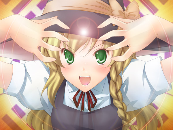 1girl, 47agdragon, blonde_hair, braid, dragon_ball, female_focus, green_eyes, hat