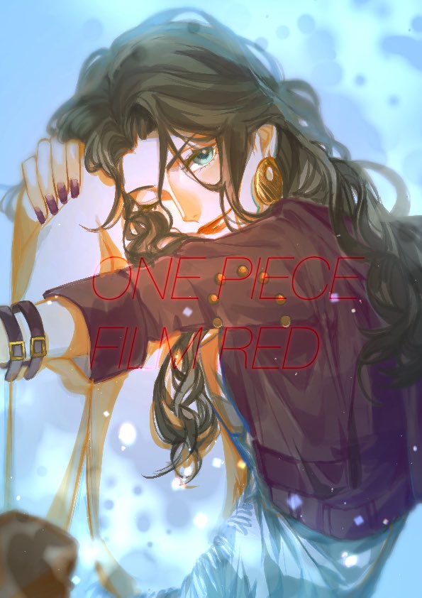 1girl, black_hair, blue_background, blue_eyes, boots, bracelet, commentary_request, cropped_jacket