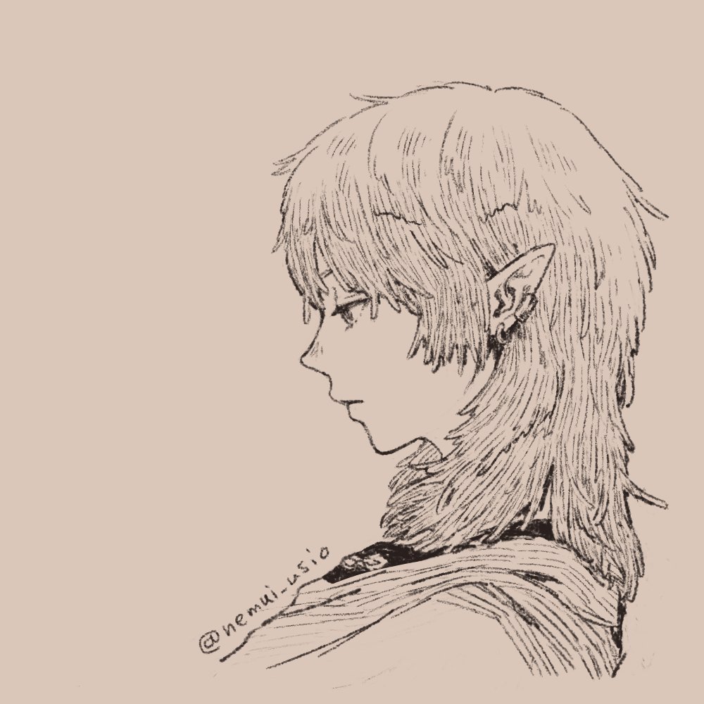 character_request, closed_mouth, from_side, hai_to_no_monogatari, long_hair, looking_down, medium_hair, nemui_usio