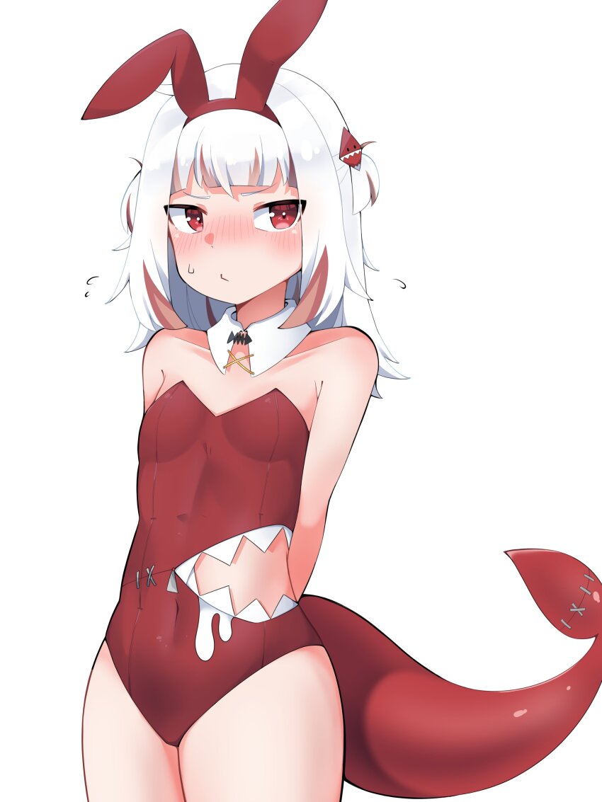 1girl, absurdres, alternate_color, alternate_costume, animal_ears, blush, breasts, detached_collar