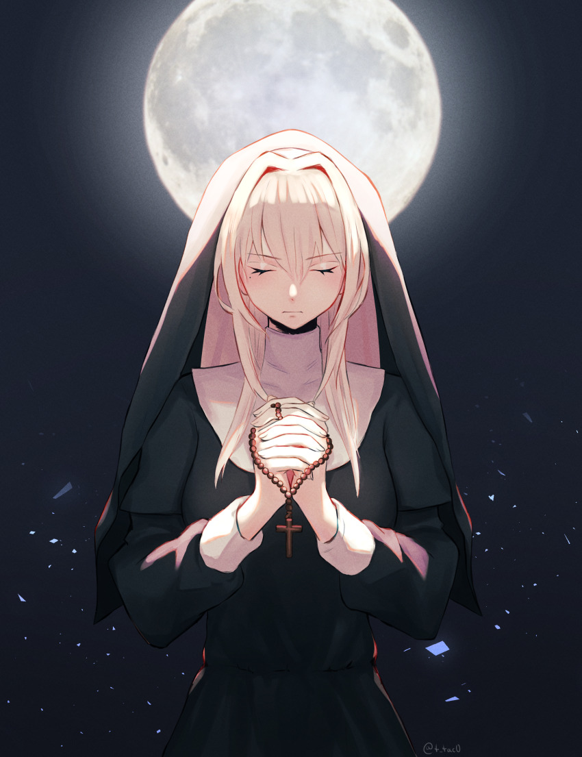 1girl, absurdres, alternate_costume, beads, bianca_(npc)_(pgr), bianca_(pgr), black_robe, blonde_hair