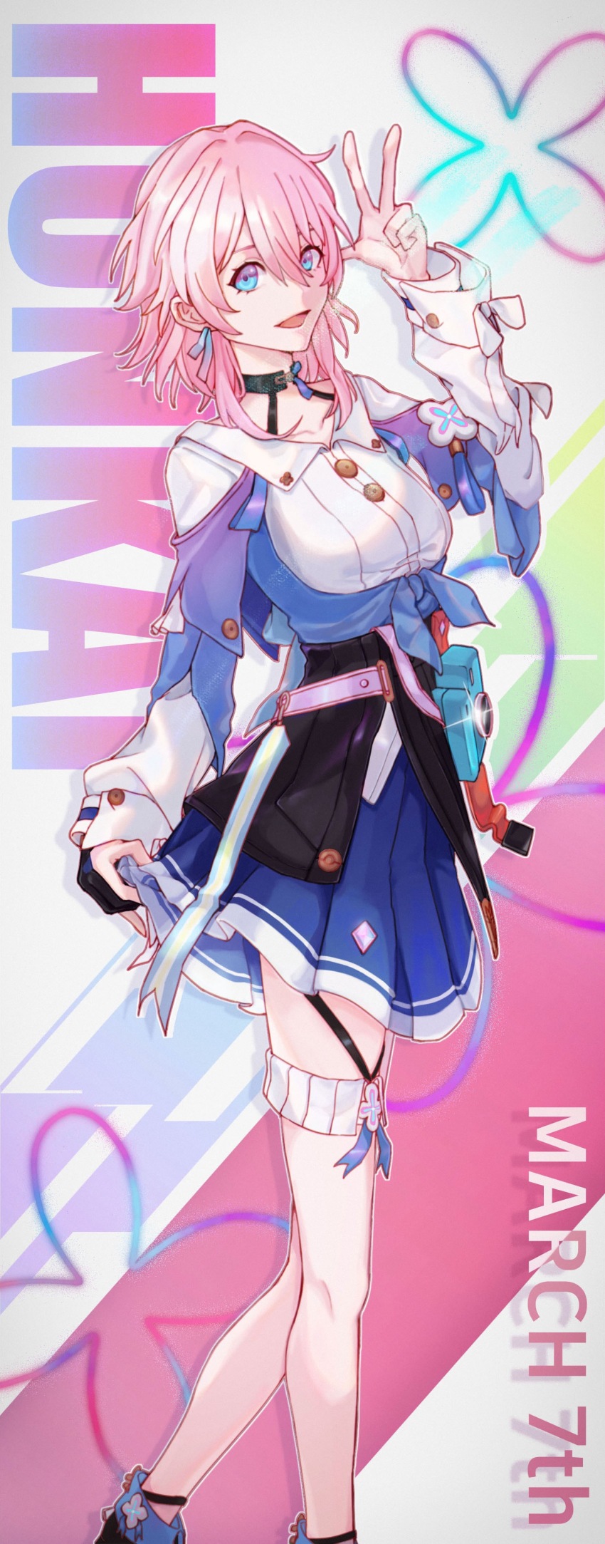 1girl, absurdres, ankle_boots, black_boots, black_choker, black_corset, black_gloves, blue_boots