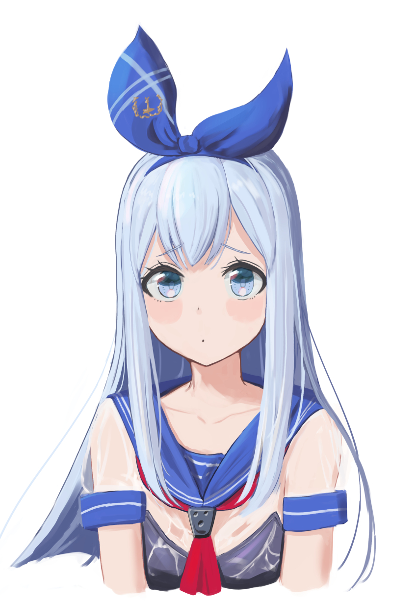 1girl, absurdres, anchor_(nikke), blue_dress, blue_hair, blue_ribbon, blue_sailor_collar, blue_skirt