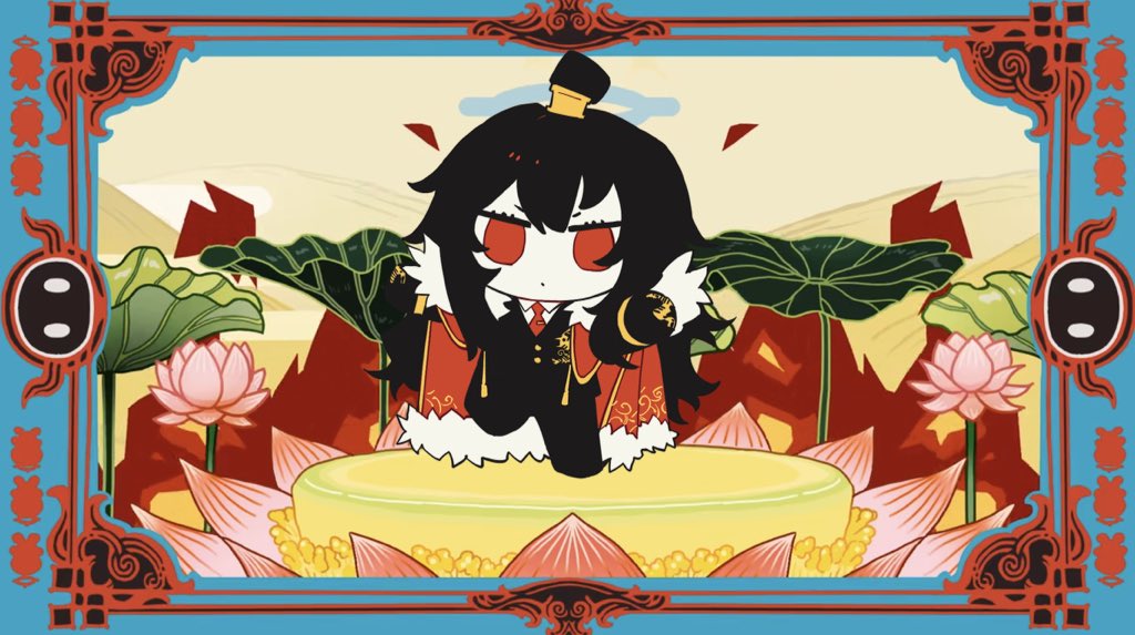 1girl, brown_hair, cape, chibi, chibi_only, collared_shirt, dancing, flower