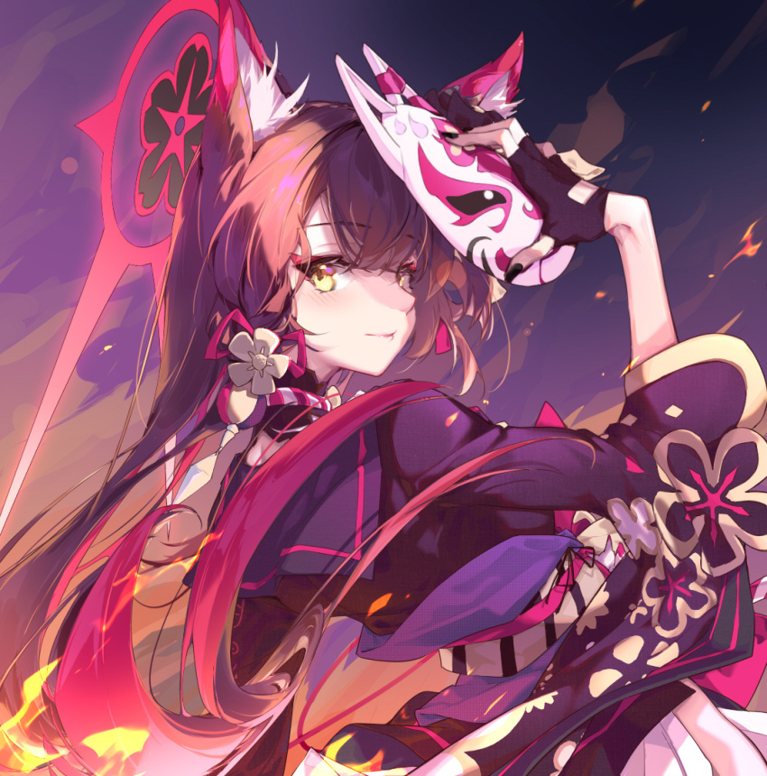 1girl, animal_ear_fluff, animal_ears, black_nails, blue_archive, brown_hair, closed_mouth, colored_inner_hair