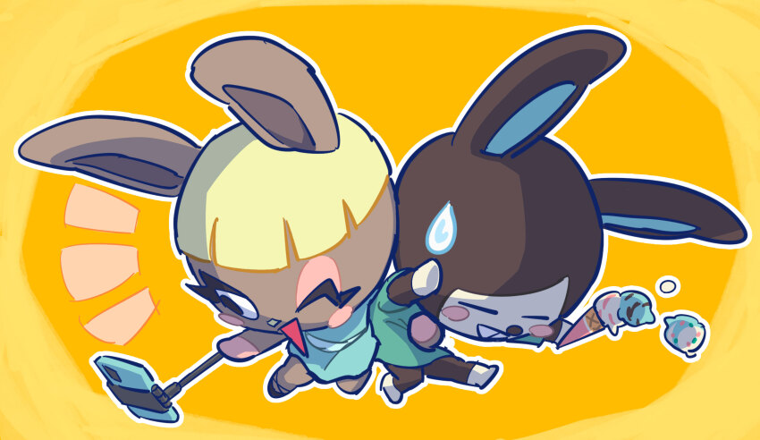 2girls, animal_crossing, animal_ears, blush_stickers, bonbon_(animal_crossing), carmen_(animal_crossing), chibikemo, dress