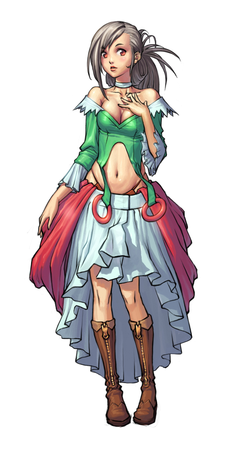 00s, boots, breasts, cleavage, dungeon_and_fighter, highres, long_hair, seria_kirmin