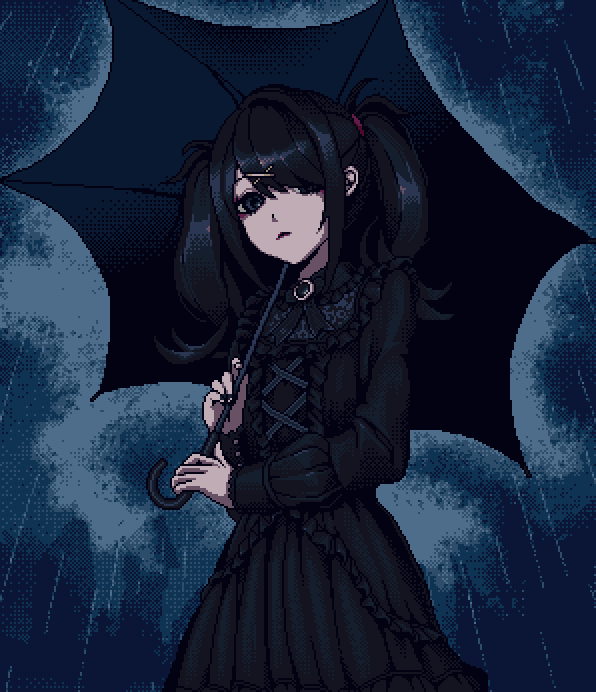 1girl, the_addams_family, ame-chan_(needy_girl_overdose), black_bow, black_bowtie, black_dress, black_eyes, black_hair