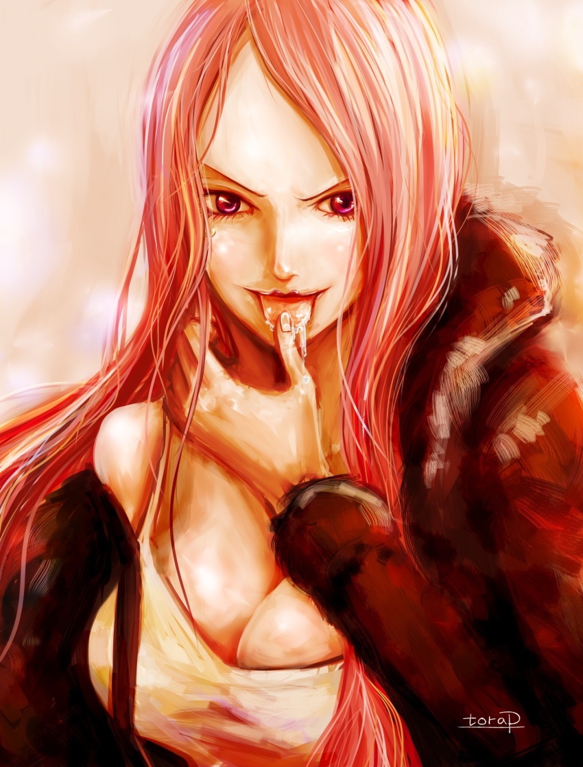 1girl, artist_name, bad_id, bad_pixiv_id, highres, jewelry_bonney, licking, licking_finger