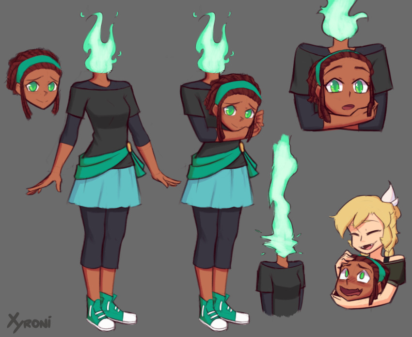 2girls, artist_name, blonde_hair, blush, braid, breasts, brown_hair, cleavage