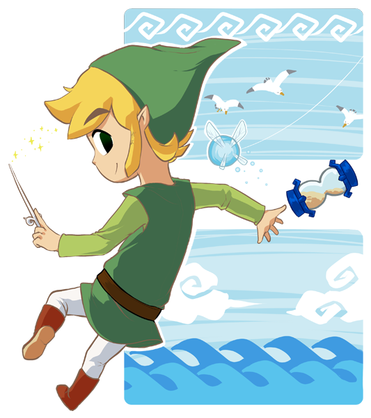 ciela, fairy, green_tunic, link, nintendo, phantom_hourglass_(item), snow-bunnii, the_legend_of_zelda, the_legend_of_zelda:_phantom_hourglass, the_legend_of_zelda:_the_wind_waker, toon_link, tunic, video_game, wind_waker_(object)