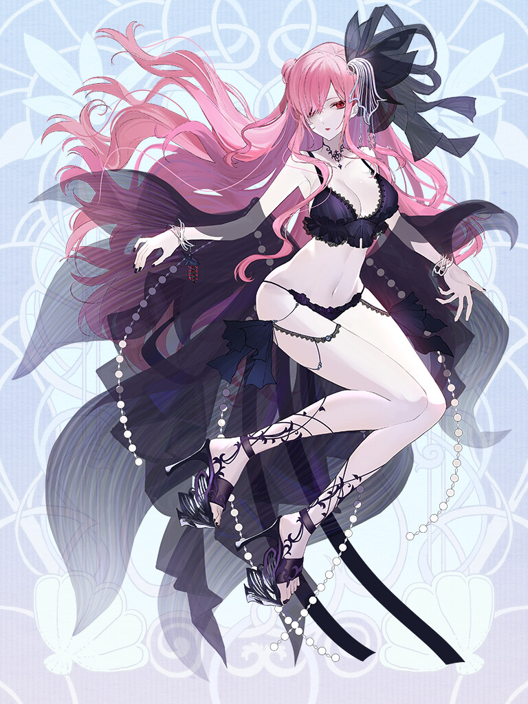 1girl, ame_tyaya, ankle_strap, beads, bikini, black_nails, black_sandals, black_shawl