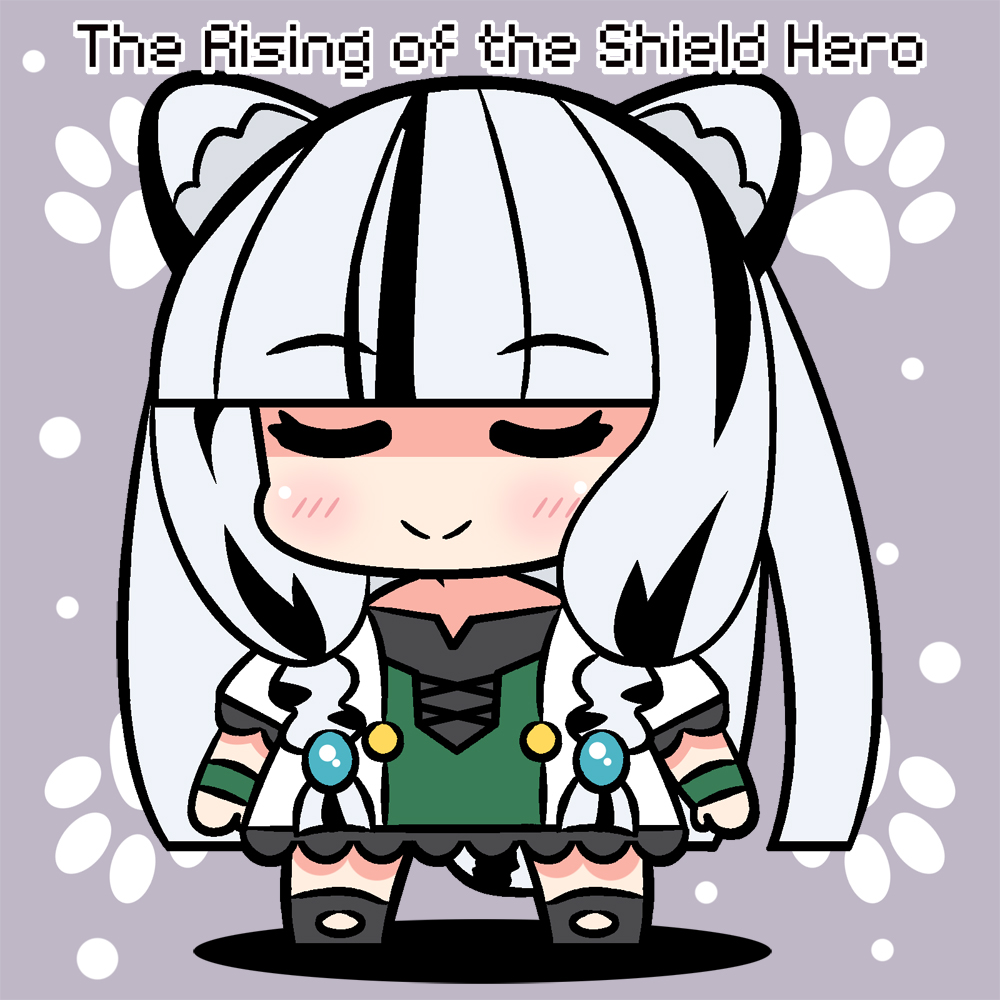 1girl, animal_ears, atla_fayon, black_footwear, black_hair, blush, braid, chibi