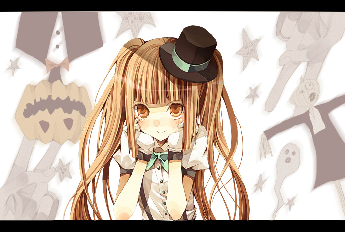 1girl, alternate_color, alternate_hair_color, bad_id, bad_pixiv_id, female_focus, gloves, halloween