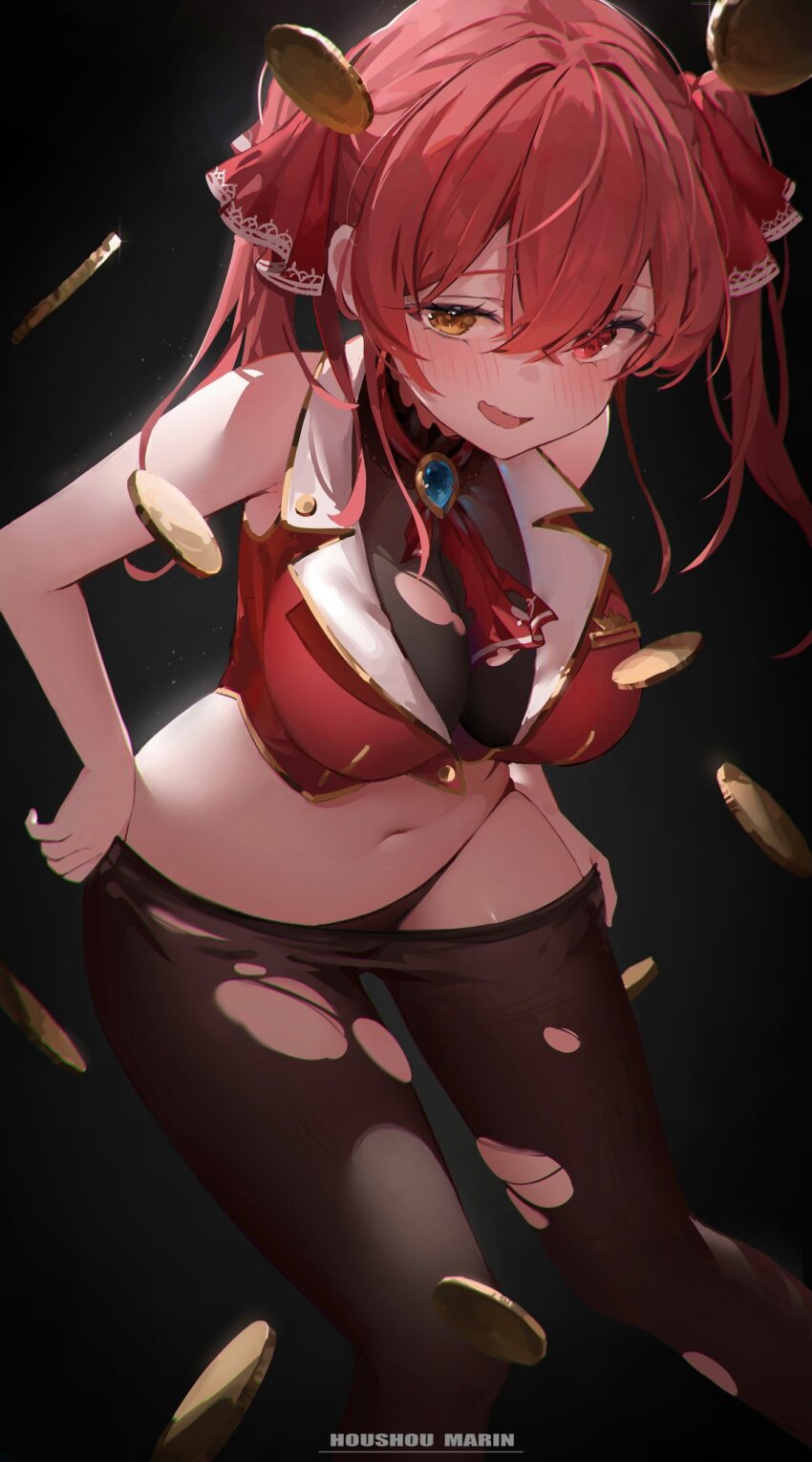 1girl, :d, amiamie, ascot, bare_arms, bare_shoulders, black_panties, blush